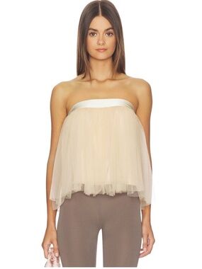 REVOLVE Cream Layered Tulle Strapless Bandeau Top